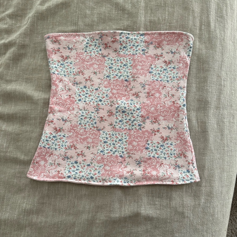Hollister Pink and Blue Floral Tube Top Reversable